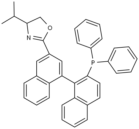 (R)-2-((S)-2'-(二苯基膦基)-[1,1'-联萘]-3-基)-4-异丙基-4,5-二氢恶唑 结构式