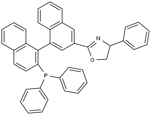 (R)-2-((S)-2'-(二苯基膦基)-[1,1'-联萘]-3-基)-4-苯基-4,5-二氢恶唑 结构式