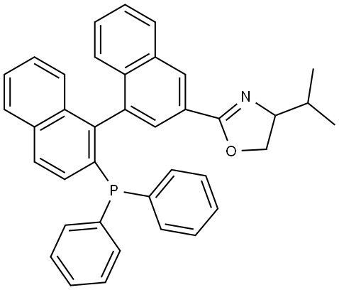 (S)-2-((R)-2'-(二苯基膦基)-[1,1'-联萘]-3-基)-4-异丙基-4,5-二氢恶唑 结构式