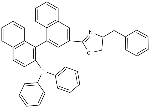 (S)-4-苄基-2-((R)-2'-(二苯基膦基)-[1,1'-联萘]-3-基)-4,5-二氢恶唑 结构式