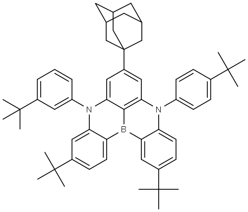 5H,9H-[1,4]Benzazaborino[2,3,4-kl]phenazaborine, 2,11-bis(1,1-dimethylethyl)-9-[3-(1,1-dimethylethyl)phenyl]-5-[4-(1,1-dimethylethyl)phenyl]-7-tricyclo[3.3.1.13,7]dec-1-yl- 结构式