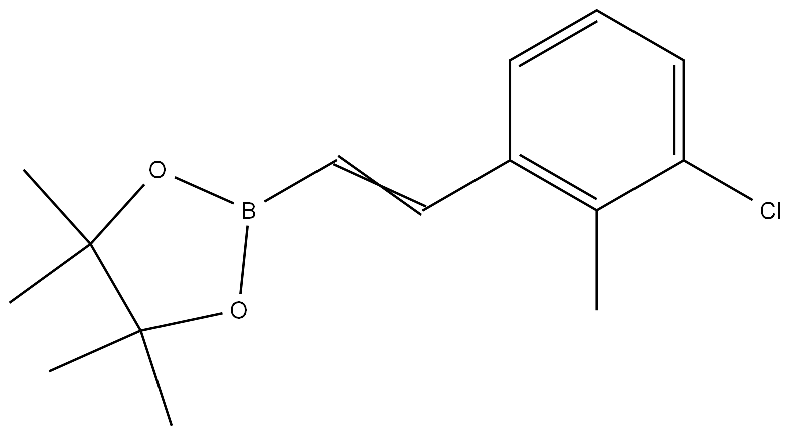 2-(3-氯-2-甲基苯乙烯基)-4,4,5-5-四甲基-1,3,2-二噁硼烷 结构式