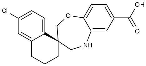 (3R)-6'-chlorospiro[4,5-dihydro-2H-1,5-benzoxazepine-3,1'-tetralin]-7-carboxylic acid 结构式