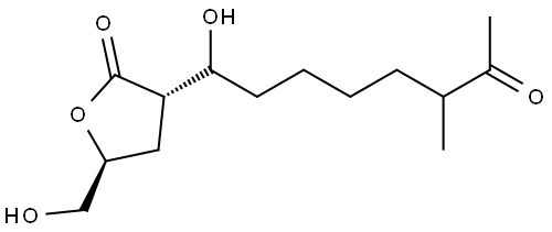 2-(1-hydroxy-6-methyl-7-oxooctyl)-4-hydroxymethylbutanolide 结构式