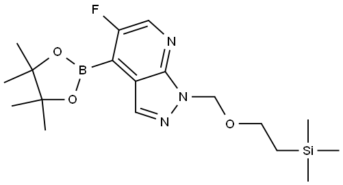 5-fluoro-4-(4,4,5,5-tetramethyl-1,3,2-dioxaborolan-2-yl)-1-((2-(trimethylsilyl)ethoxy)methyl)-1H-pyrazolo[3,4-b]pyridine 结构式