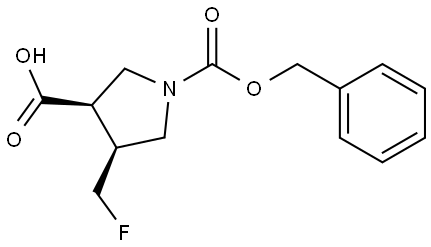 (3R,4S)-1-((苄氧基)羰基)-4-(氟甲基)吡咯烷-3-羧酸 结构式