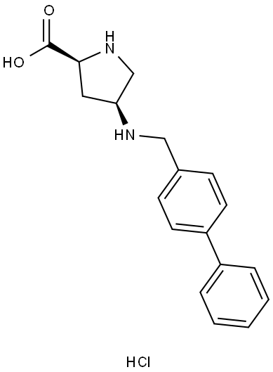 (2S,4S)-4-(([1,1'-联苯]-4-基甲基)氨基)吡咯烷-2-羧酸盐酸盐 结构式