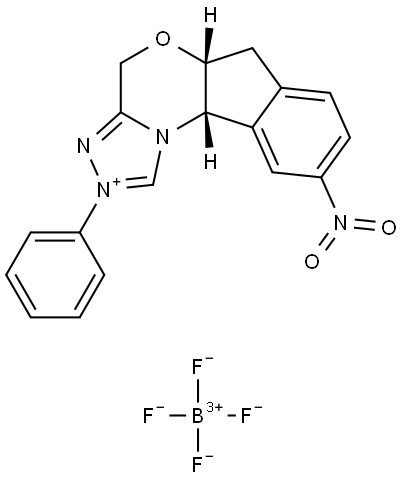 (5AR,10bS)-9-nitro-2-phenyl-5a,10b-dihydro-4H,6H-indeno[2,1-b][1,2,4]triazolo[4,3-d][1,4]oxazin-2-ium tetrafluoroborate 结构式
