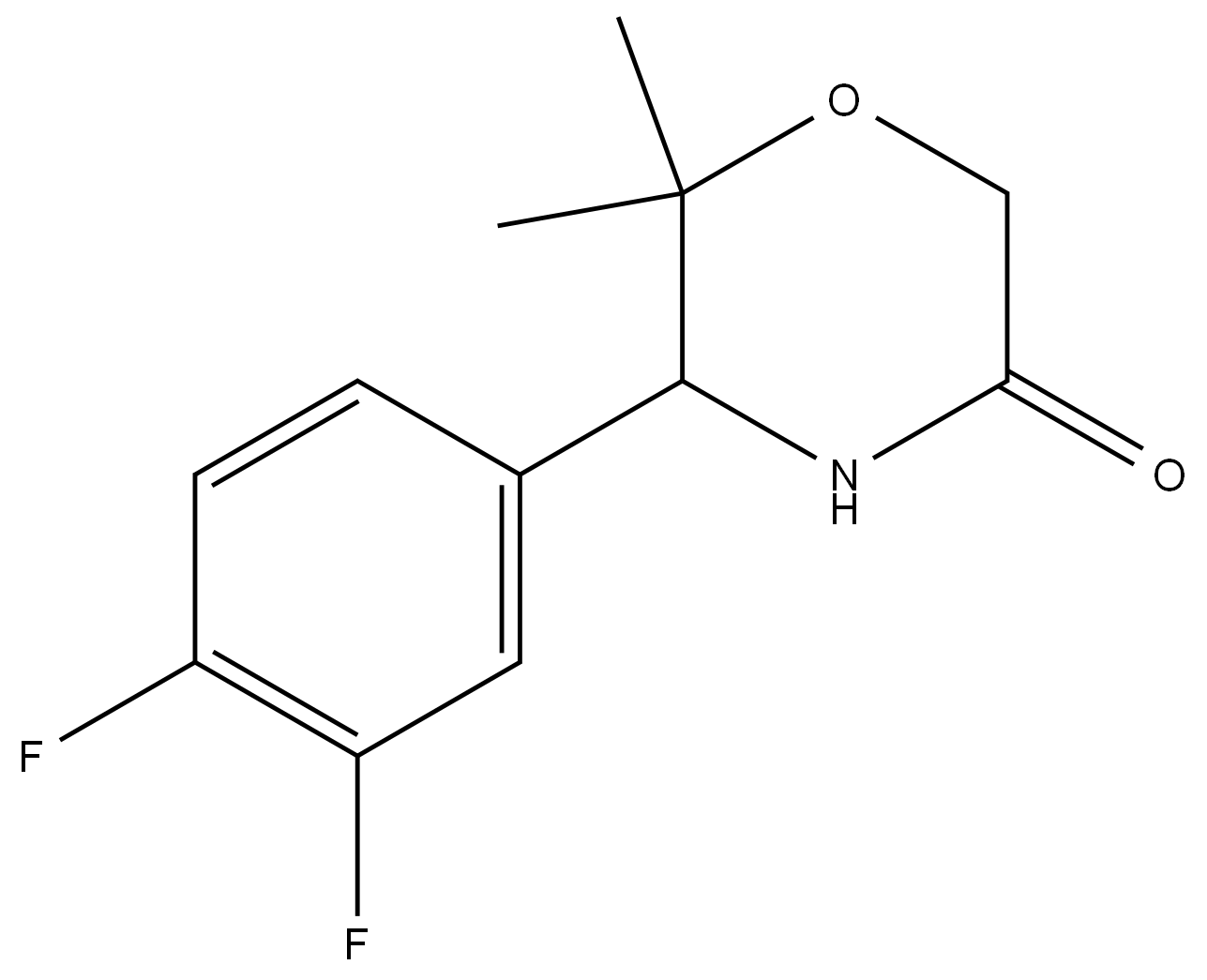 (S)-5-(3,4-difluorophenyl)-6,6-dimethylmorpholin-3-one 结构式