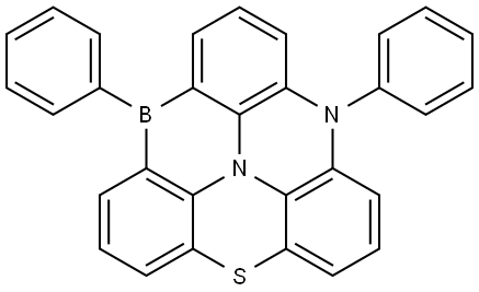 8,12-diphenyl-8,12-dihydro-4-thia-3a2,8-diaza-12-boradibenzo[cd,mn]pyrene 结构式