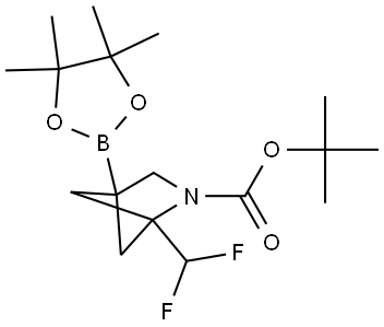 1-(二氟甲基)-4-(4,4,5,5-四甲基-1,3,2-二氧硼杂环戊烷-2-基)-2-氮杂双环[2.1.1]己烷-2-羧酸叔丁酯 结构式