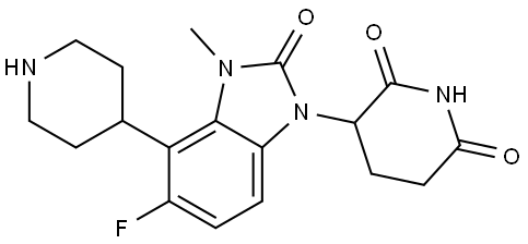 3-[5-fluoro-3-methyl-2-oxo-4-(4-piperidyl)benzoimidazol-1-yl]piperidine-2,6-dione 结构式