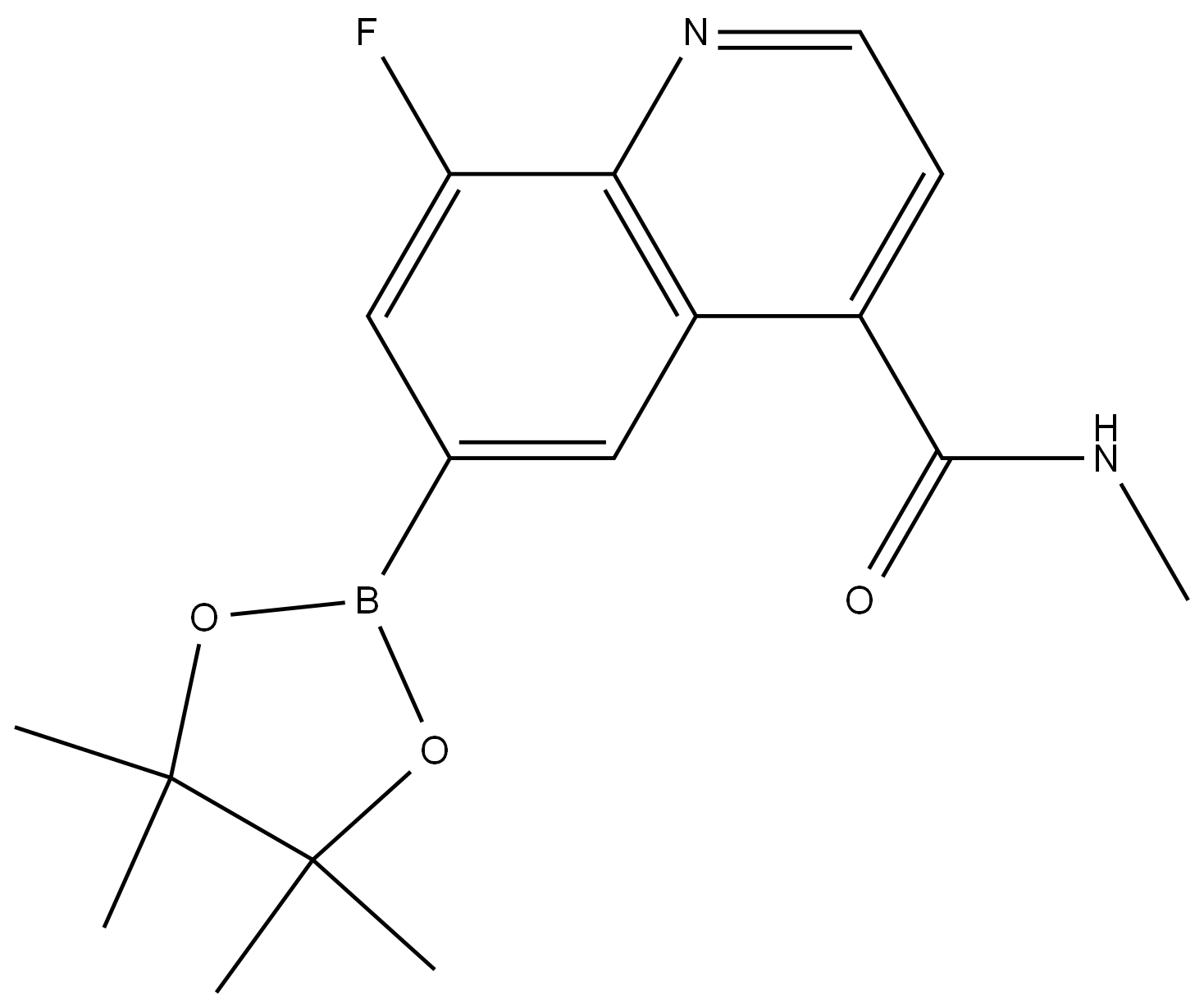 4-喹啉甲酰胺,8-氟-N-甲基-6-(4,4,5,5-四甲基-1,3,2-二氧杂硼烷-2-基)- 结构式