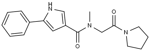 N-甲基-N-(2-氧代-2-(吡咯烷-1-基)乙基)-5-苯基-1H-吡咯-3-甲酰胺 结构式