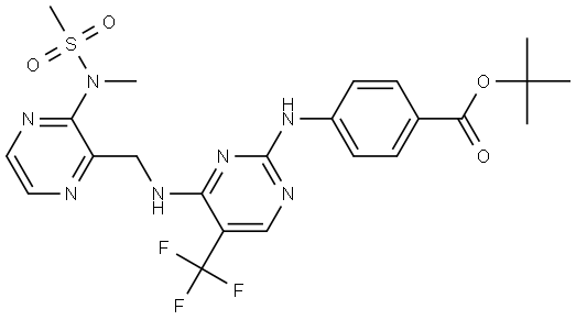 Benzoic acid, 4-[[4-[[[3-[methyl(methylsulfonyl)amino]-2-pyrazinyl]methyl]amino]-5-(trifluoromethyl)-2-pyrimidinyl]amino]-, 1,1-dimethylethyl ester 结构式