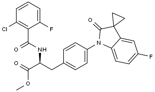 L-Phenylalanine, N-(2-chloro-6-fluorobenzoyl)-4-(5′-fluoro-2′-oxospiro[cyclopropane-1,3′-[3H]indol]-1′(2′H)-yl)-, methyl ester 结构式