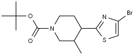 tert-butyl 4-(4-bromothiazol-2-yl)-3-methylpiperidine-1-carboxylate 结构式