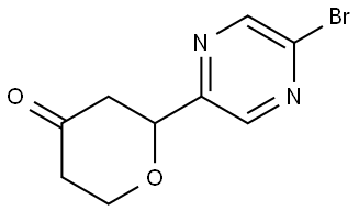2-(5-bromopyrazin-2-yl)tetrahydro-4H-pyran-4-one 结构式