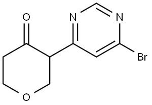 3-(6-bromopyrimidin-4-yl)tetrahydro-4H-pyran-4-one 结构式