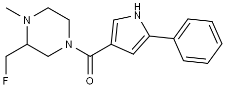 (3-(氟甲基)-4-甲基哌嗪-1-基)(5-苯基-1H-吡咯-3-基)甲酮 结构式