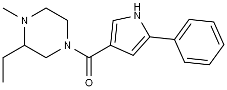 (3-乙基-4-甲基哌嗪-1-基)(5-苯基-1H-吡咯-3-基)甲酮 结构式