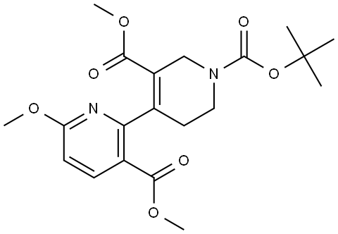 1'-(tert-butyl) 3,3'-dimethyl 6-methoxy-5',6'-dihydro-[2,4'-bipyridine]-1',3,3'(2'H)-tricarboxylate 结构式