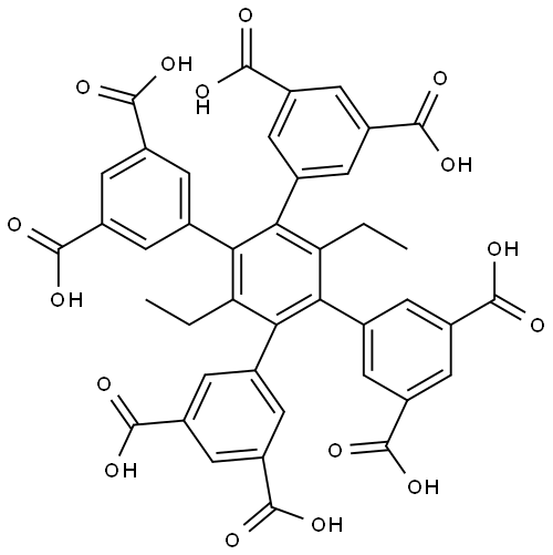 4',5'-bis(3,5-dicarboxyphenyl)-3',6'-diethyl-[1,1':2',1''-terphenyl]-2,3'',5,5''-tetracarboxylic acid 结构式