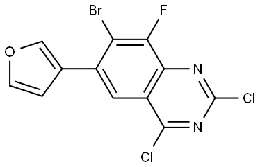 7-bromo-2,4-dichloro-8-fluoro-6-(3-furyl)quinazoline 结构式