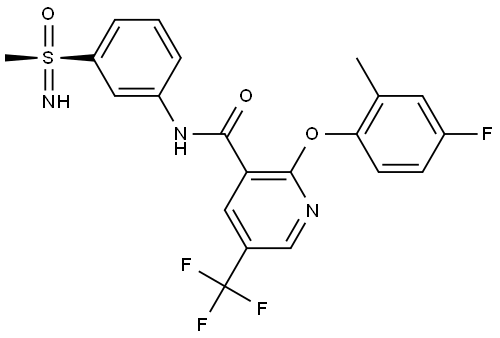 (R)-2-(4-氟-2-甲基苯氧基)-N-(3-(S-甲基磺酰亚胺基)苯基)-5-(三氟甲基)烟酰胺 结构式