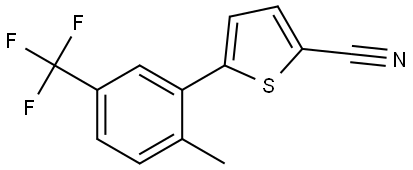 5-[2-Methyl-5-(trifluoromethyl)phenyl]-2-thiophenecarbonitrile 结构式