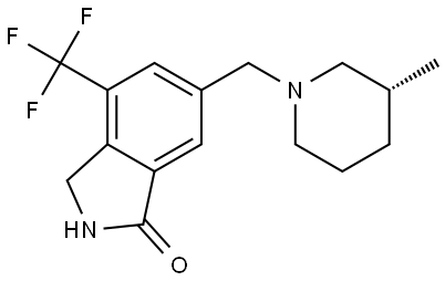 (R)-6-[(3-甲基-1-哌啶基)甲基]-4-(三氟甲基)异吲哚啉-1-酮 结构式