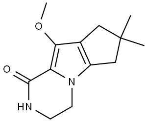 9-methoxy-7,7-dimethyl-3,4,7,8-tetrahydro-2H-cyclopenta[4,5]pyrrolo[1,2-a]pyrazin-1(6H)-one 结构式