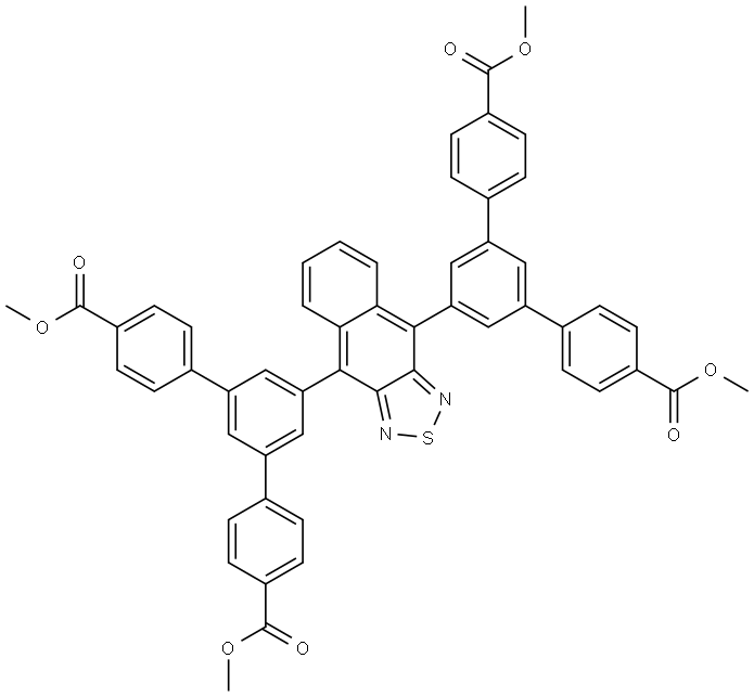 tetramethyl 5',5''''-(naphtho[2,3-c][1,2,5]thiadiazole-4,9-diyl)bis([1,1':3',1''-terphenyl]-4,4''-dicarboxylate) 结构式