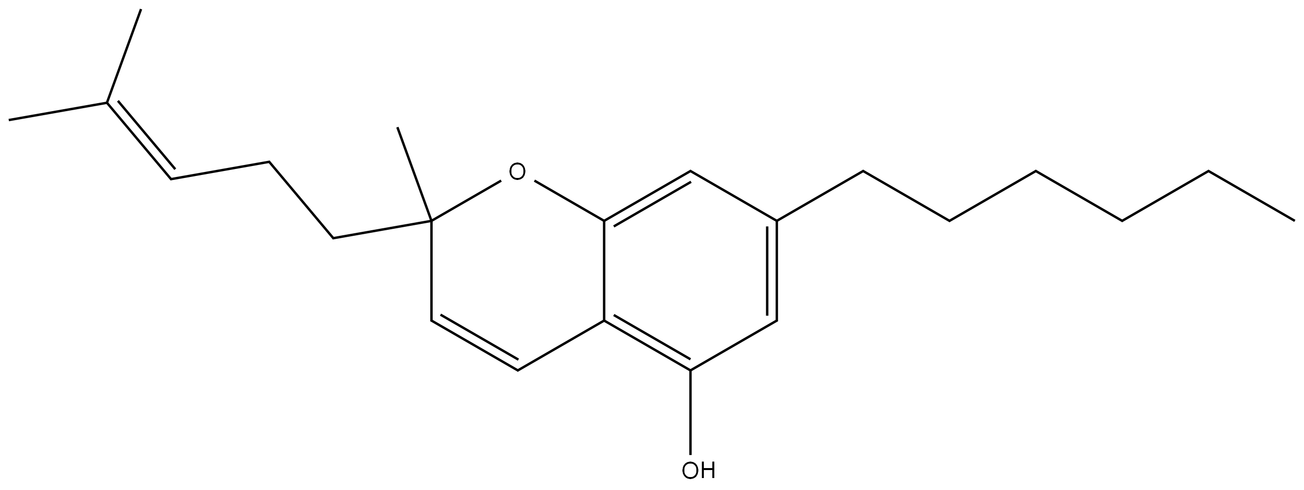 2H-1-Benzopyran-5-ol, 7-hexyl-2-methyl-2-(4-methyl-3-penten-1-yl)- 结构式