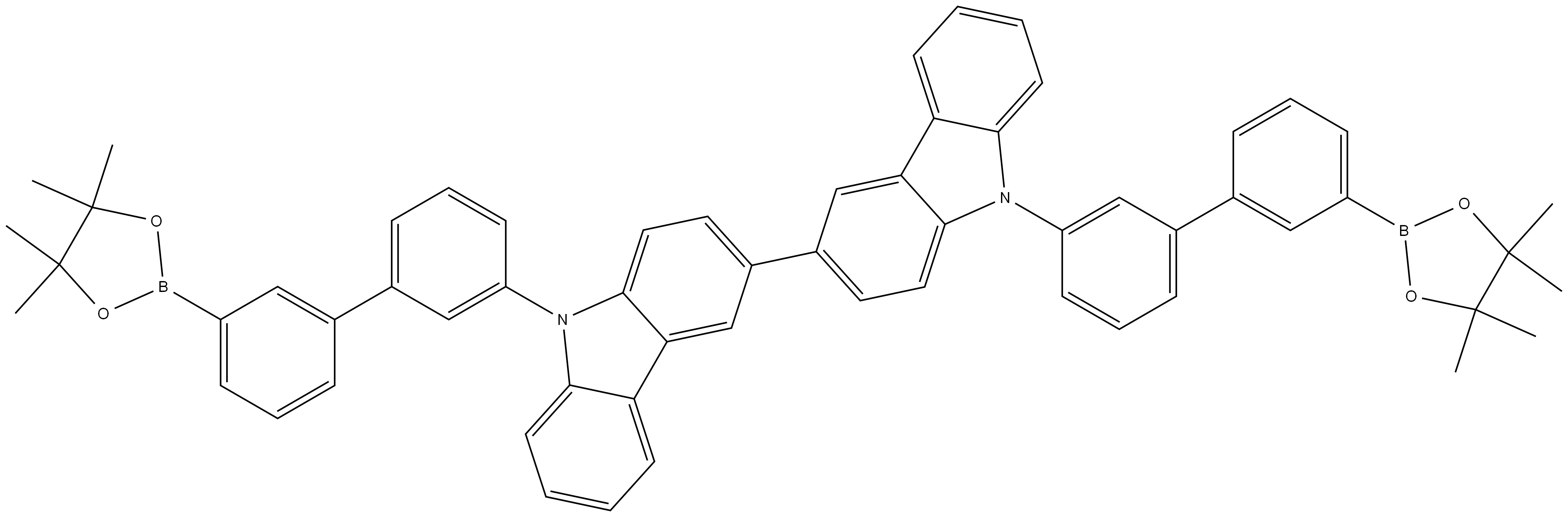 3,3′-Bi-9H-carbazole, 9,9′-bis[3′-(4,4,5,5-tetramethyl-1,3,2-dioxaborolan-2-yl)[1,1′-biphenyl]-3-yl]- 结构式