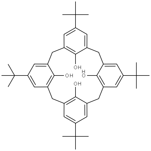 Pentacyclo[19.3.1.13,7.19,13.115,19]octacosa-1(25),3,5,7(28),9,11,13(27),15,17,19(26),21,23-dodecaene-25,26,27,28-tetrol, 5,11,17,23-tetrakis(1,1-dimethylethyl)-, stereoisomer 结构式