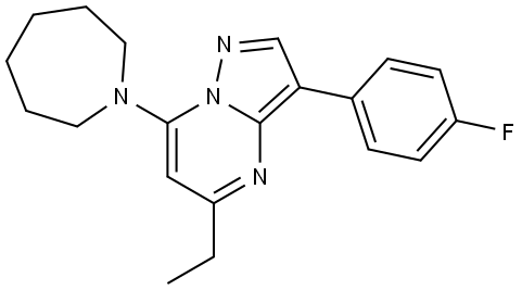 7-(氮杂环庚烷-1-基)-5-乙基-3-(4-氟苯基)吡唑并[1,5-A]嘧啶 结构式