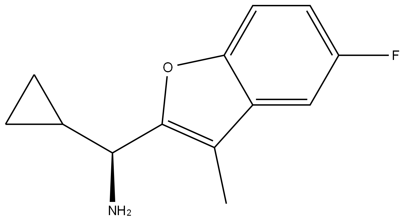(S)-cyclopropyl(5-fluoro-3-methyl-1-benzofuran-2-yl)methanamine 结构式
