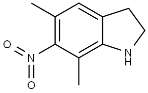 5,7-二甲基-6-硝基吲哚啉 结构式