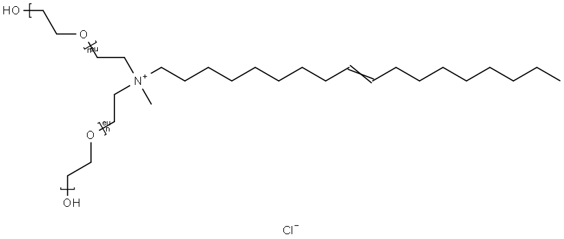 Poly(oxy-1,2-ethanediyl), alpha,alpha′-((methyl-9- octadecenyliminio)di-2,1-ethanediyl)bis(omega-hydroxy-, chloride,  (Z)- (EO 3-10) 结构式