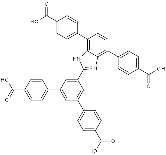 2-[3,5-二(4-羧基苯基)苯基]-4,7-二(4-羧基苯基)苯并咪唑 结构式