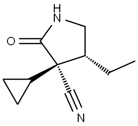 (3R,4R)-3-cyclopropyl-4-ethyl-2-oxo-pyrrolidine-3-carbonitrile 结构式