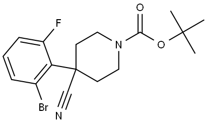 1-Piperidinecarboxylic acid, 4-(2-bromo-6-fluorophenyl)-4-cyano-, 1,1-dimethylethyl ester 结构式