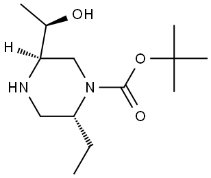 (2R,5R)-2-乙基-5-((R)-1-羟乙基)哌嗪-1-羧酸叔丁酯 结构式