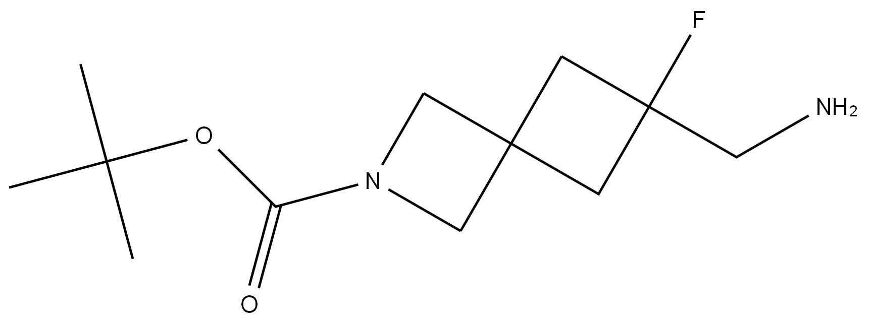 6-(氨甲基)-6-氟-2-氮杂螺[3.3]庚烷-2-羧酸叔丁酯 结构式