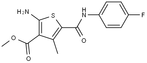 2-氨基-5-((4-氟苯基)氨基甲酰基)-4-甲基噻吩-3-羧酸甲酯 结构式