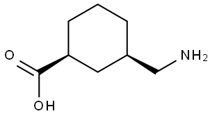 (1S,3R)-3-(aminomethyl)cyclohexanecarboxylic acid 结构式