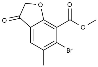 methyl 6-bromo-5-methyl-3-oxo-2,3-dihydrobenzofuran-7-carboxylate 结构式