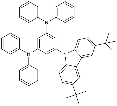 (5-(3,6-ditert-butyl-9H-carbazol-9-yl)-N1,N1,N3,N3-tetraphenyl-1,3-diamine) 结构式