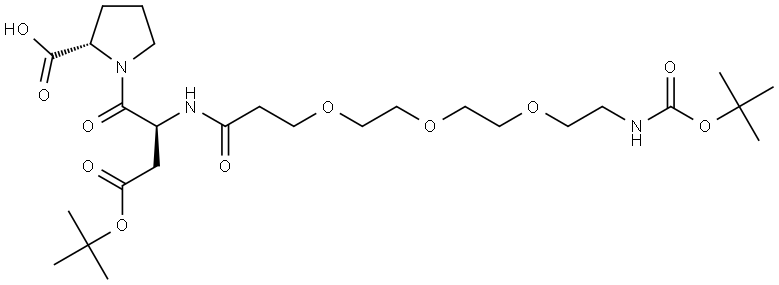 ((S)-4-(叔丁氧基)-2-(2,2-二甲基-4-氧代-3,8,11,14-四氧杂-5-氮杂十七烷-17-酰胺基)-4-氧代丁酰基)-L-脯氨酸 结构式